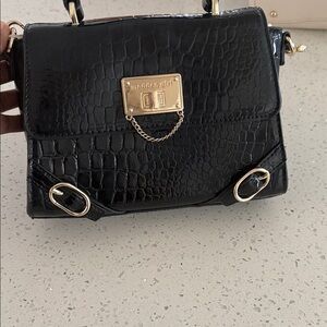 Madden Girl Black Croc-Embossed Mini Bag